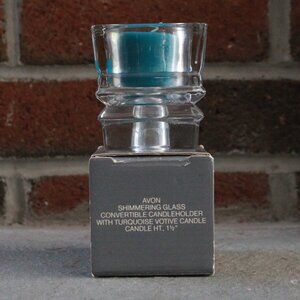 Vintage Avon 1985 Shimmering Glass Convertible Candleholder w/ Votive Candle